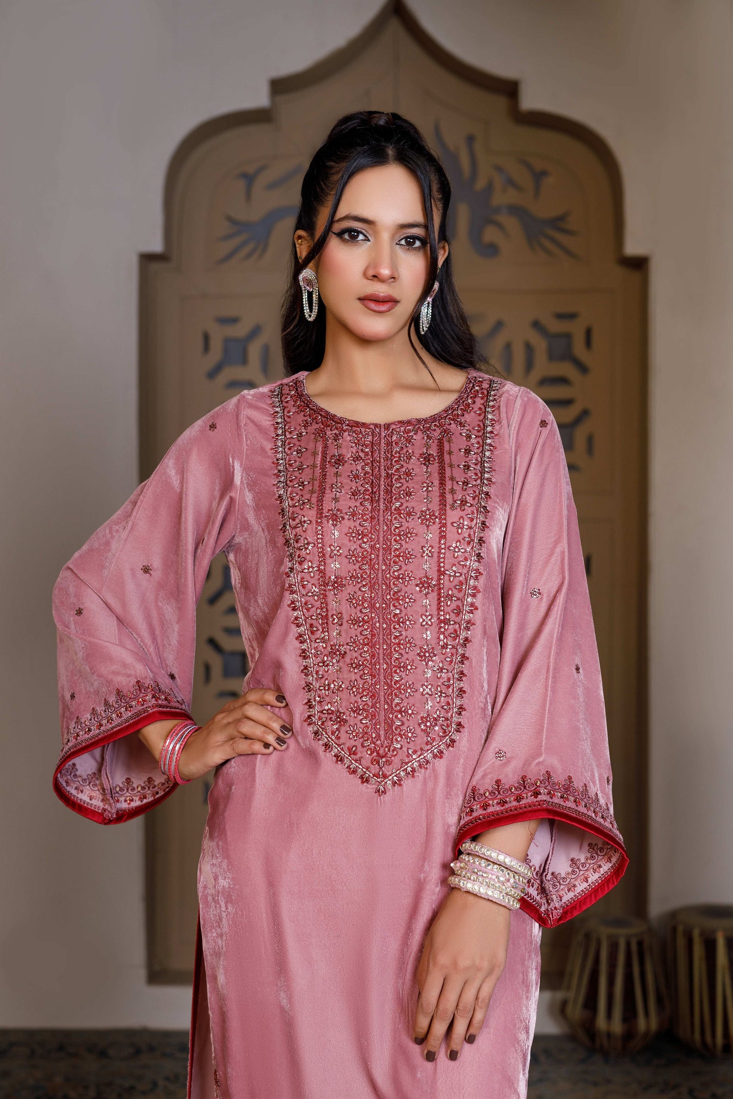 SOFT PINK KAFTAN LONG DRESS