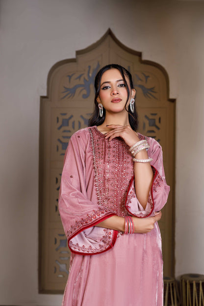 SOFT PINK KAFTAN LONG DRESS