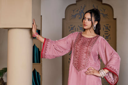 SOFT PINK KAFTAN LONG DRESS