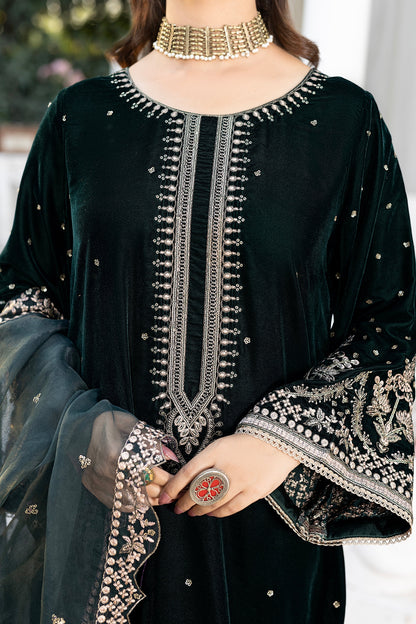 3 Pcs Emerald Green Velvet Dress